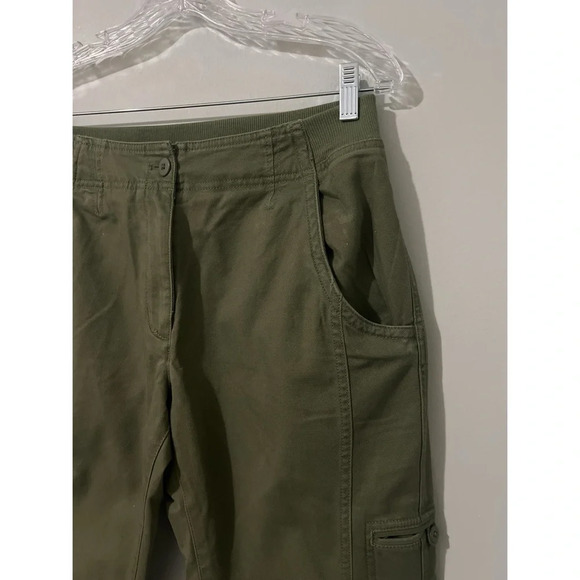 L.L. Bean Pants Women’s 10 Petite Green Cargo Cotton Stretch Canvas Classic Fit - Picture 8 of 13